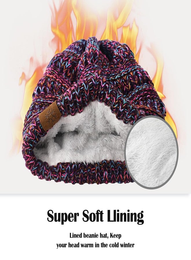 Premillow Beanie Hat, Winter Hats for Women, Beanies Women Chunky Cable Knit Hat, Thick Soft Warm Womens Winter Hat, Cute Knitted Cap for Cold Blue Purple - Image 4